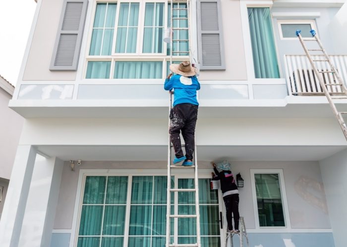 House,Painter,Painting,House,Walls,With,Roller,Brush,Office,Decoration