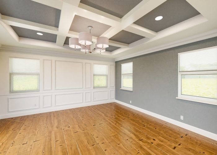 Beautiful,Gray,Custom,Master,Bedroom,Complete,With,Entire,Wainscoting,Wall,